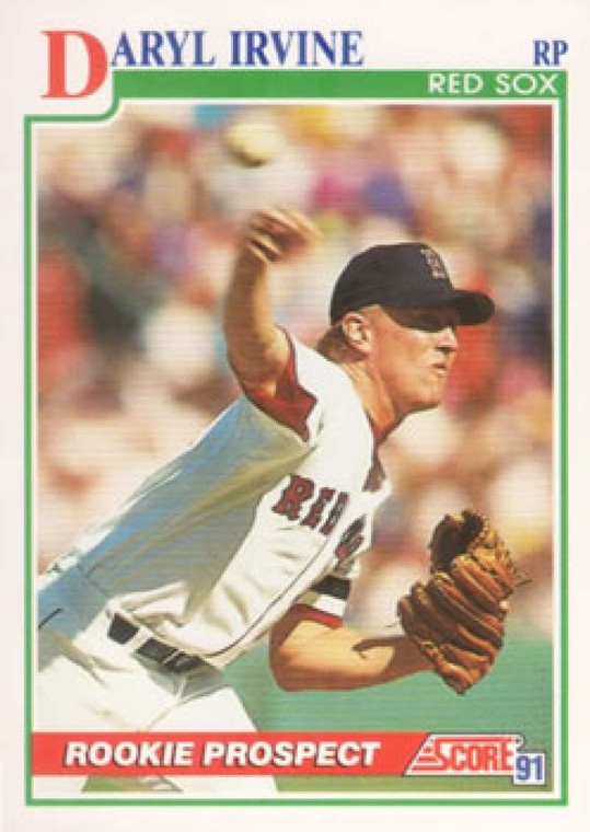 1991 Score #333 Daryl Irvine VG RC Rookie Boston Red Sox 