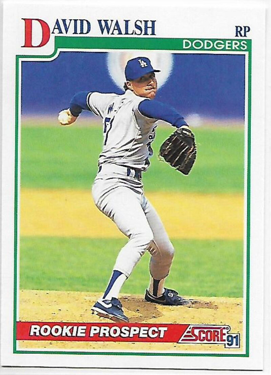 1991 Score #351 Dave Walsh VG RC Rookie Los Angeles Dodgers 