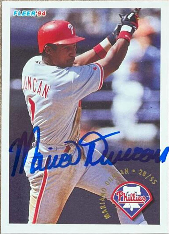 Mariano Duncan Autographed 1994 Fleer #586 Philadelphia Phillies Card
