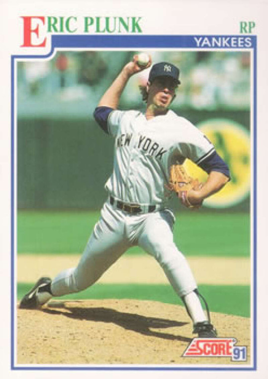 1991 Score #428 Eric Plunk UER VG New York Yankees 