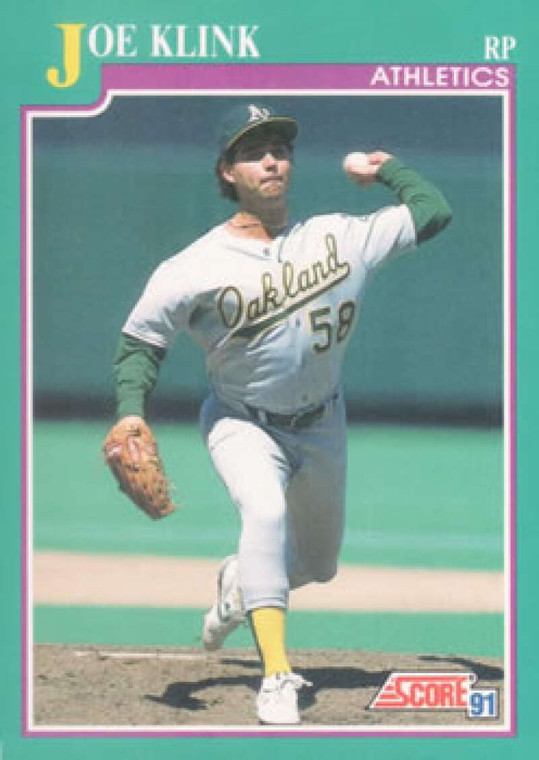 1991 Score #588 Joe Klink VG Oakland Athletics 