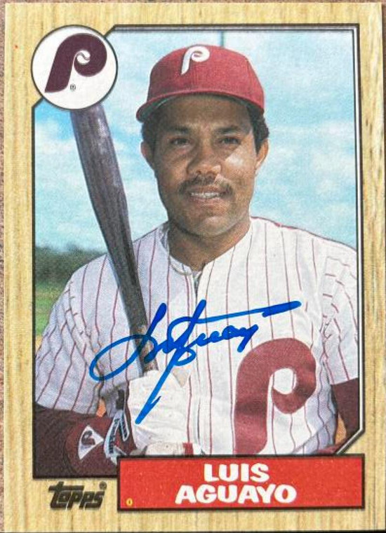 Luis Aguayo Autographed 1987 Topps #755 Philadelphia Phillies Card