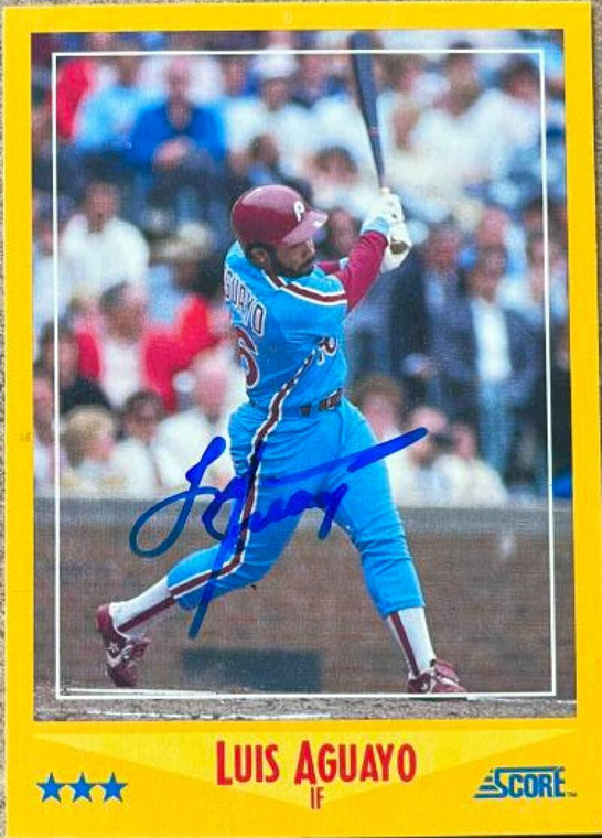 Luis Aguayo Autographed 1988 Score #499