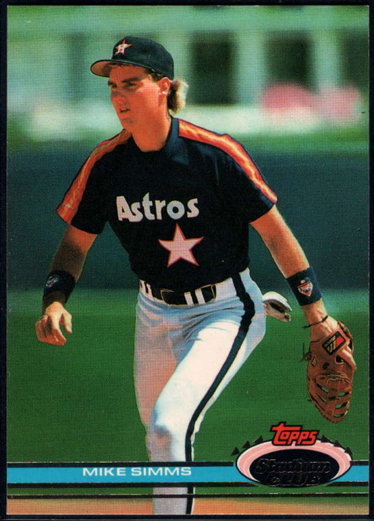 1991 Stadium Club #281 Mike Simms VG RC Rookie Houston Astros 