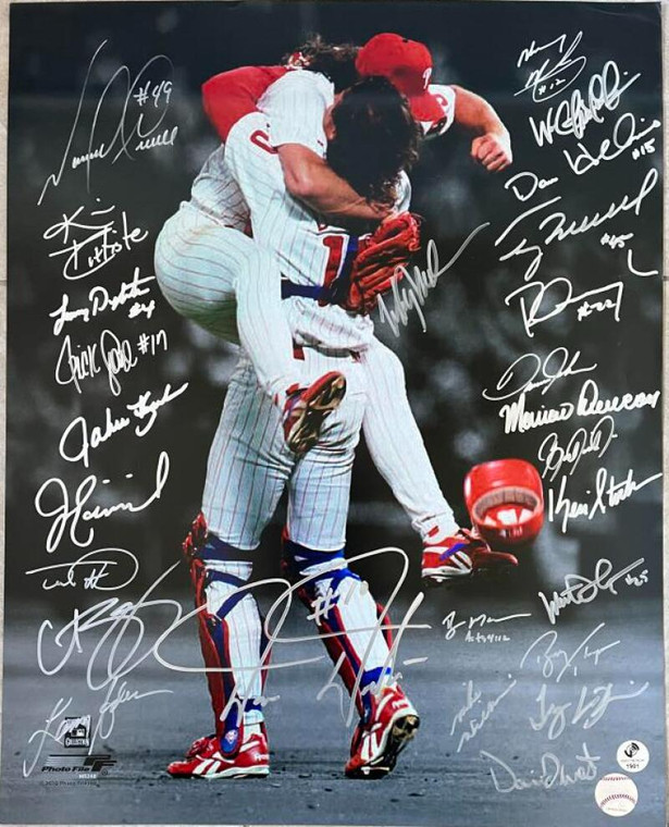 1993 Phillies Celebration 16 x 20 Signed by All 26 Players