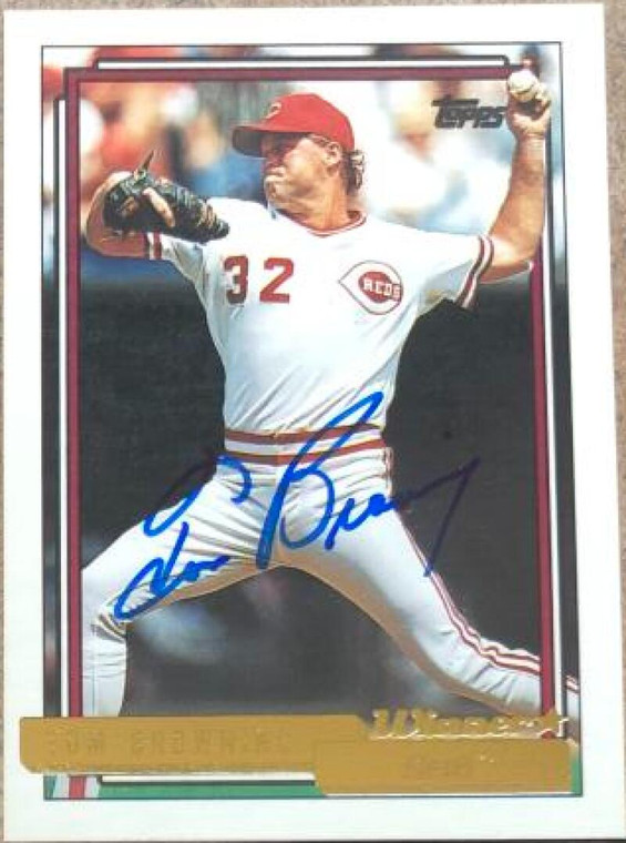 Tom Browning Autographed 1992 Topps Gold Winners #339