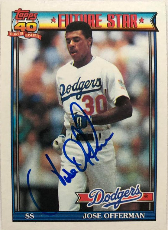 Jose Offerman Autographed 1991 Topps #587