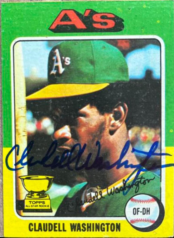 Claudell Washington Autographed 1975 Topps Mini #647 Rookie Card