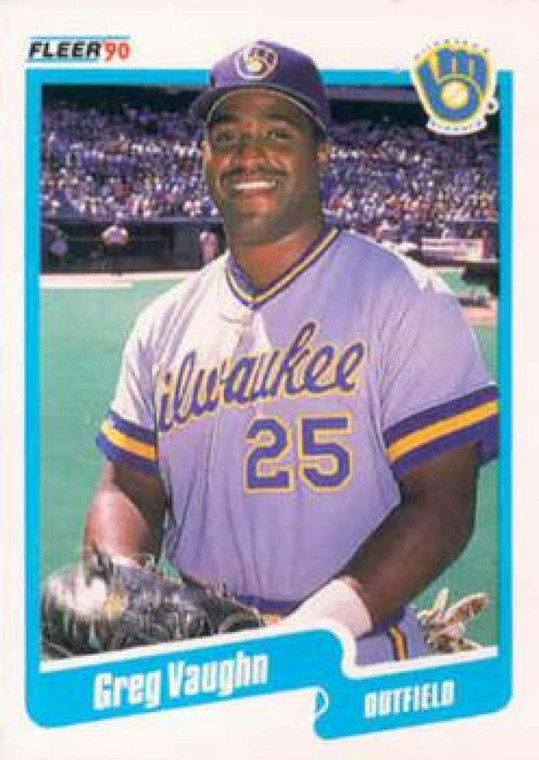 1990 Fleer #339 Greg Vaughn VG Milwaukee Brewers 