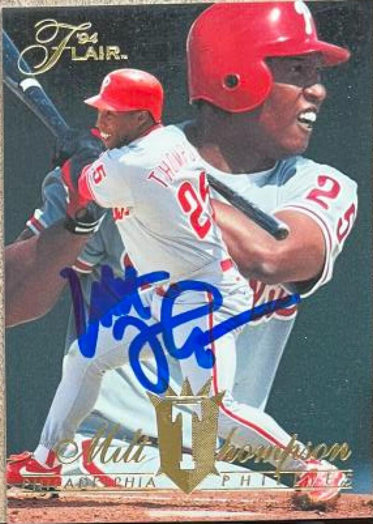 Milt Thompson Autographed 1994 Flair #213 Philadelphia Phillies Card