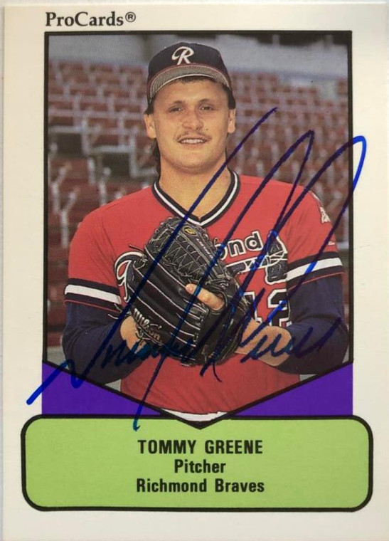 Tommy Greene Autographed 1990 Pro Cards AAA #398