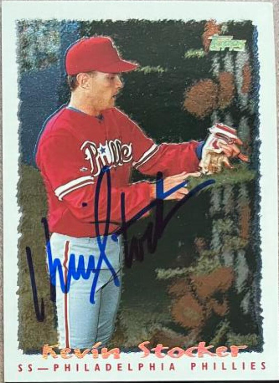 Kevin Stocker Autographed 1995 Topps Cyberstats #318