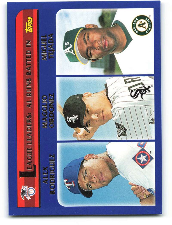2003 Topps #340 Alex Rodriguez/Magglio Ordonez/Miguel Tejada LL VG Texas Rangers/Chicago White Sox/Oakland Athletics 