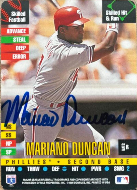 Mariano Duncan Autographed 1995 Donruss Top of the Order #301