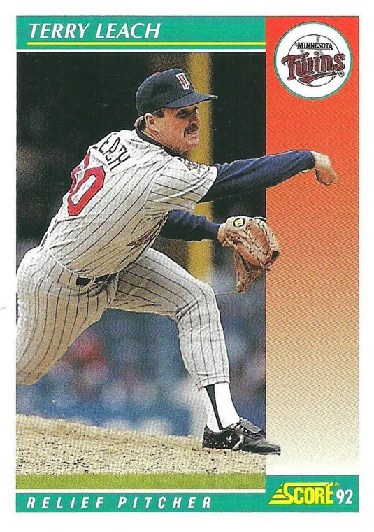 1992 Score #296 Terry Leach VG  Minnesota Twins 