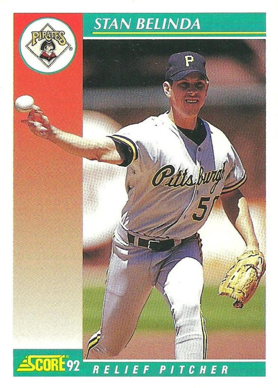 1992 Score #325 Stan Belinda VG  Pittsburgh Pirates 