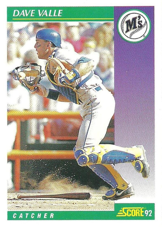 1992 Score #343 Dave Valle VG  Seattle Mariners 