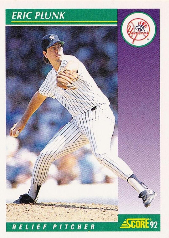 1992 Score #379 Eric Plunk VG  New York Yankees 