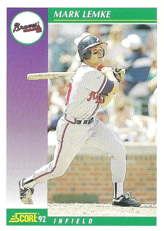 1992 Score #386 Mark Lemke VG  Atlanta Braves 