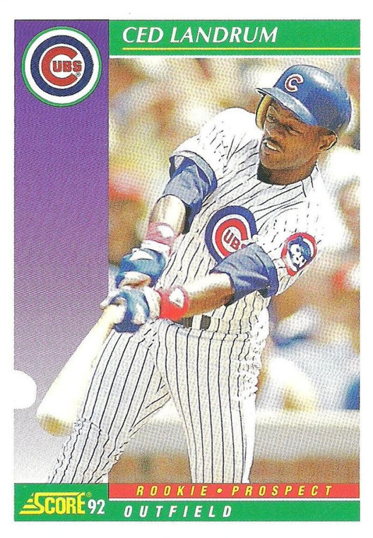 1992 Score #418 Ced Landrum VG  Chicago Cubs 