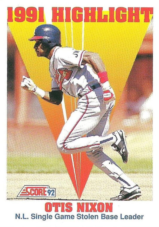 1992 Score #429 Otis Nixon HL VG  Atlanta Braves 