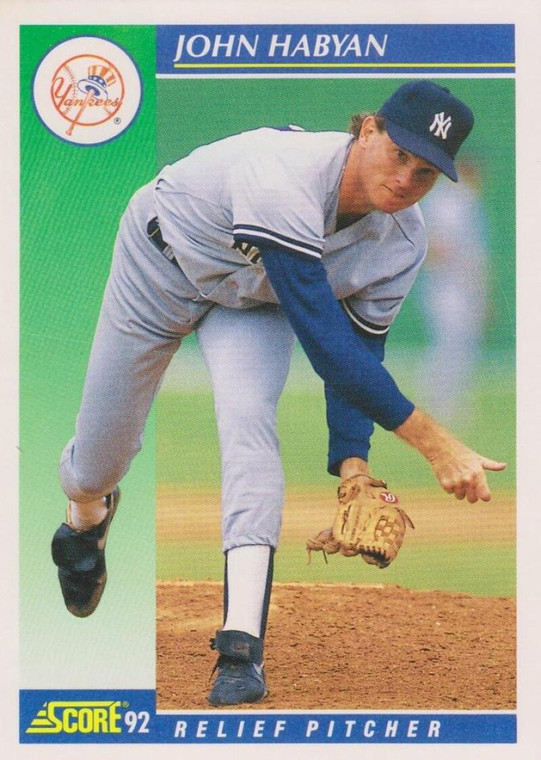 1992 Score #451 John Habyan VG  New York Yankees 