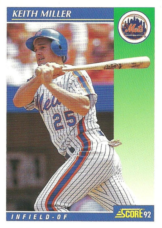 1992 Score #462 Keith Miller VG  New York Mets 