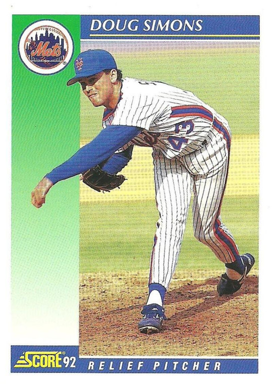 1992 Score #479 Doug Simons VG  New York Mets 