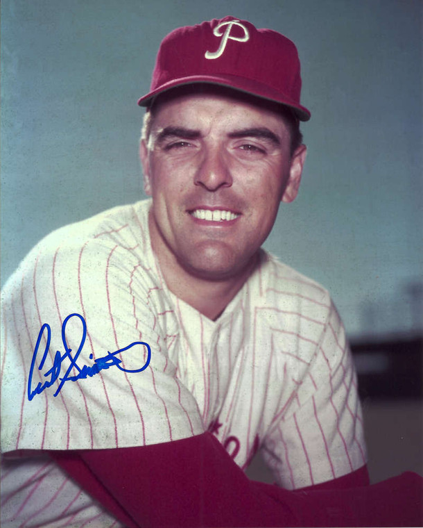 SOLD 624 Curt Simmons Autographed Phillies  8 x 10 Photo 2
