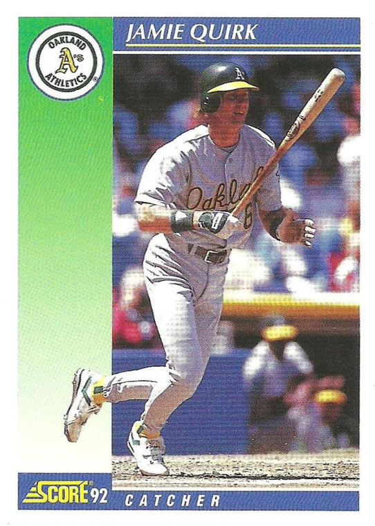 1992 Score #526 Jamie Quirk VG  Oakland Athletics 