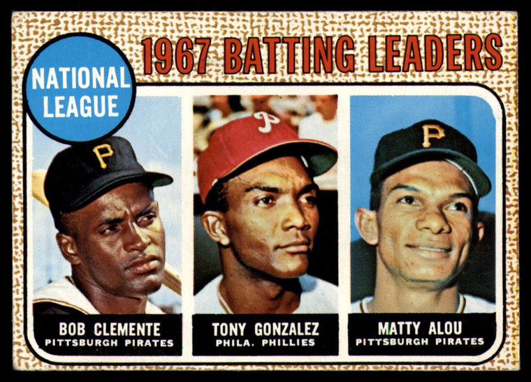 1968 Topps #1 Roberto Clemente/Tony Gonzalez/Matty Alou N.L. Batting Leaders VG Pittsburgh Pirates/Philadelphia Phillies