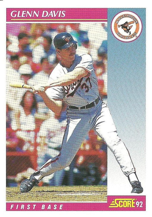 1992 Score #615 Glenn Davis VG  Baltimore Orioles 