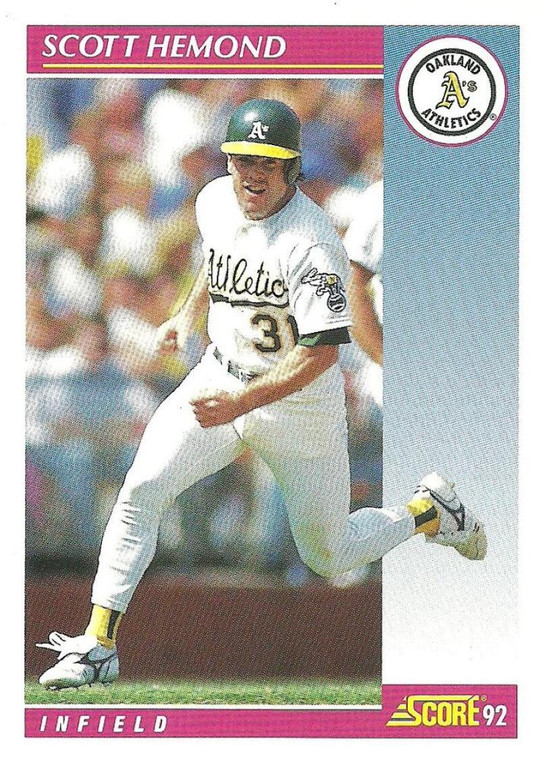 1992 Score #617 Scott Hemond VG  Oakland Athletics 