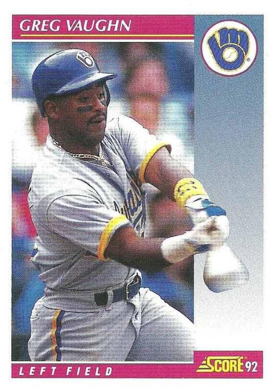 1992 Score #639 Greg Vaughn VG  Milwaukee Brewers 