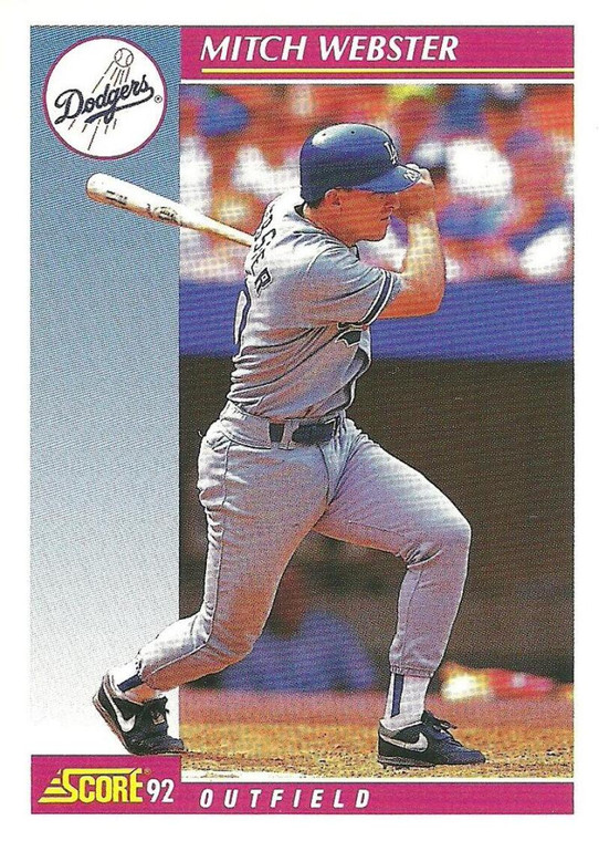 1992 Score #643 Mitch Webster VG  Los Angeles Dodgers 