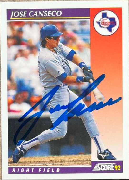 Jose Canseco Autographed 1992 Score Rookie & Traded #9T