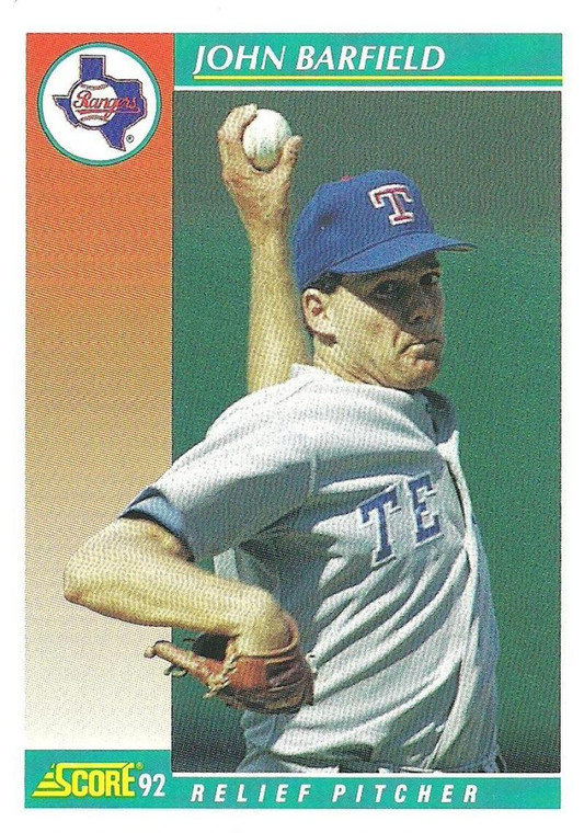 1992 Score #683 John Barfield VG  Texas Rangers 