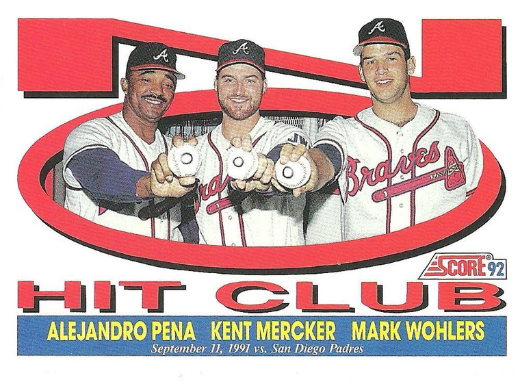 1992 Score #787 Alejandro Pena/Kent Mercker/Mark Wohlers VG  Atlanta Braves 