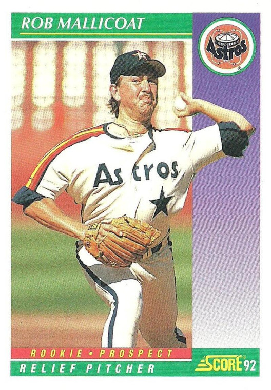 1992 Score #819 Rob Mallicoat VG  Houston Astros 