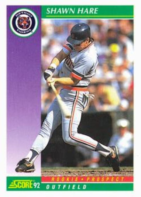 1992 Score #828 Shawn Hare VG  RC Rookie Detroit Tigers 