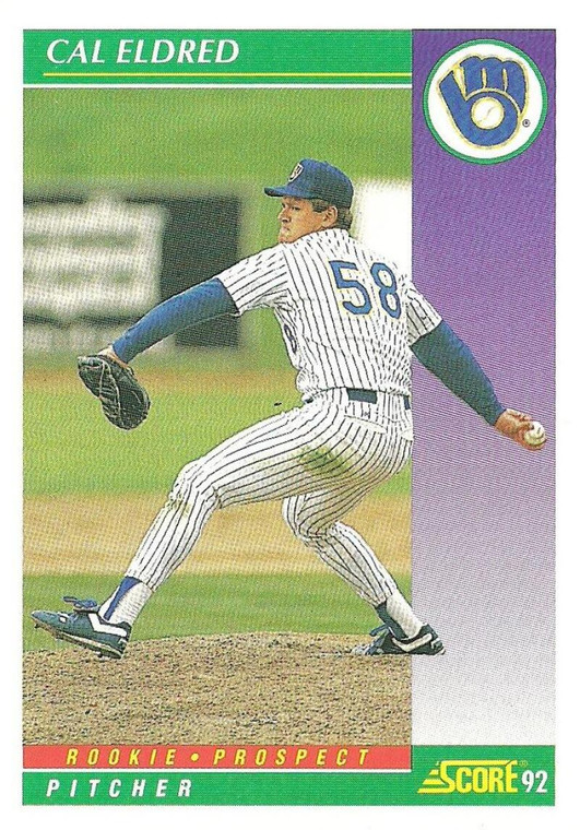 1992 Score #834 Cal Eldred VG  Milwaukee Brewers 