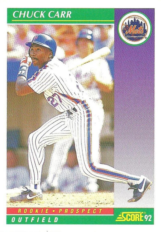 1992 Score #857 Chuck Carr VG  New York Mets 