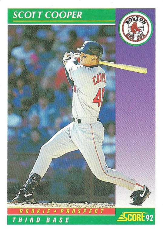 1992 Score #876 Scott Cooper VG  Boston Red Sox 