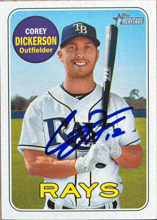 Corey Dickerson Autographed 2018 Topps Heritage #88