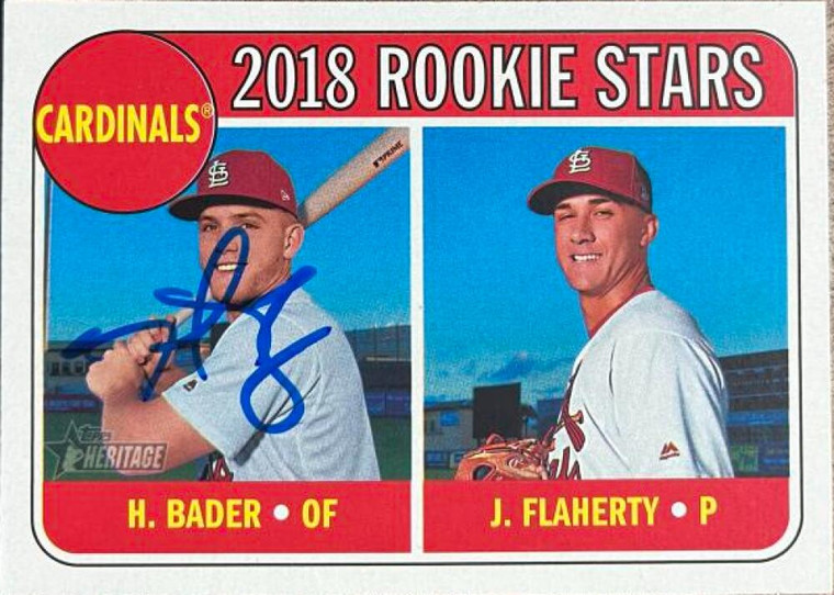 Harrison Bader Autographed 2018 Topps Heritage #136