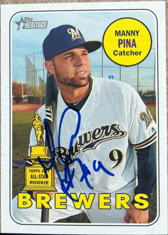 Manny Pina Autographed 2018 Topps Heritage #344