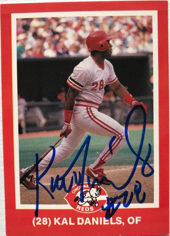 SOLD 7417 Kal Daniels Autographed 1988 Kahn's Cincinnati Reds #28