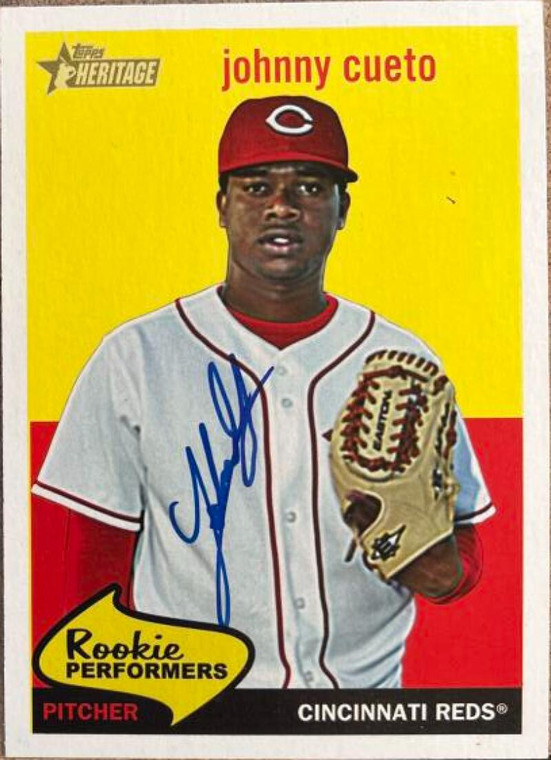 Johnny Cueto Autographed 2008 Topps Heritage - Rookie Performers #RP11