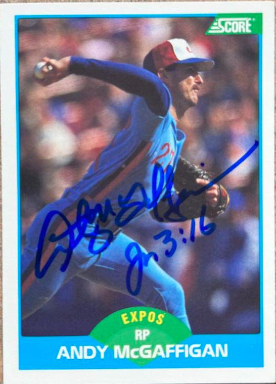 Andy McGaffigan Autographed 1989 Score #138 Montreal Expos Card 