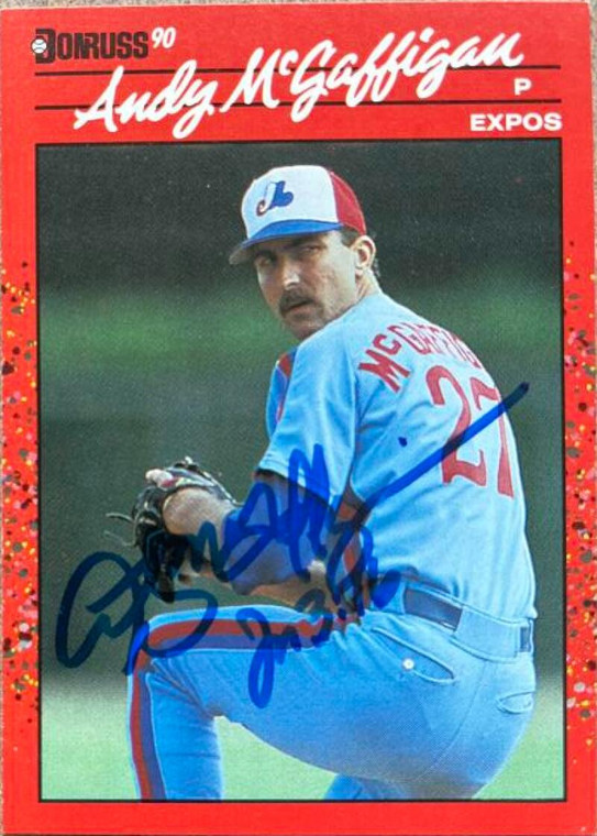 Andy McGaffigan Autographed 1990 Donruss #574 Montreal Expos Card